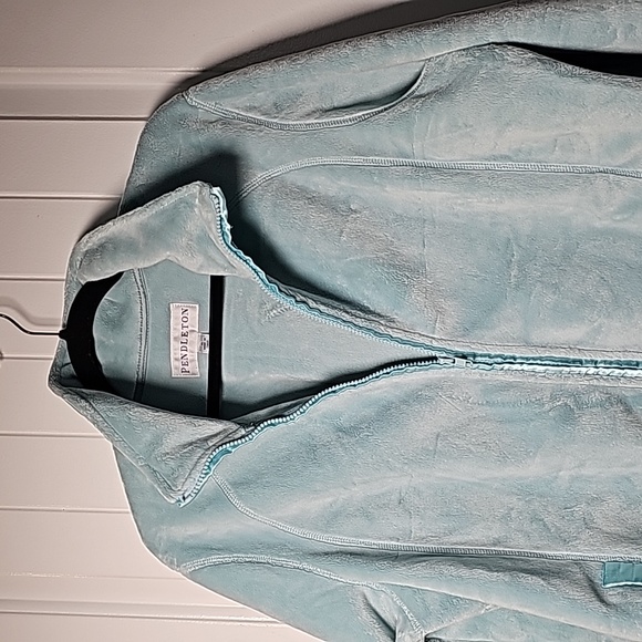 Pendleton XL fuzzy fleece jacket, aquamarine teal - Picture 3 of 16